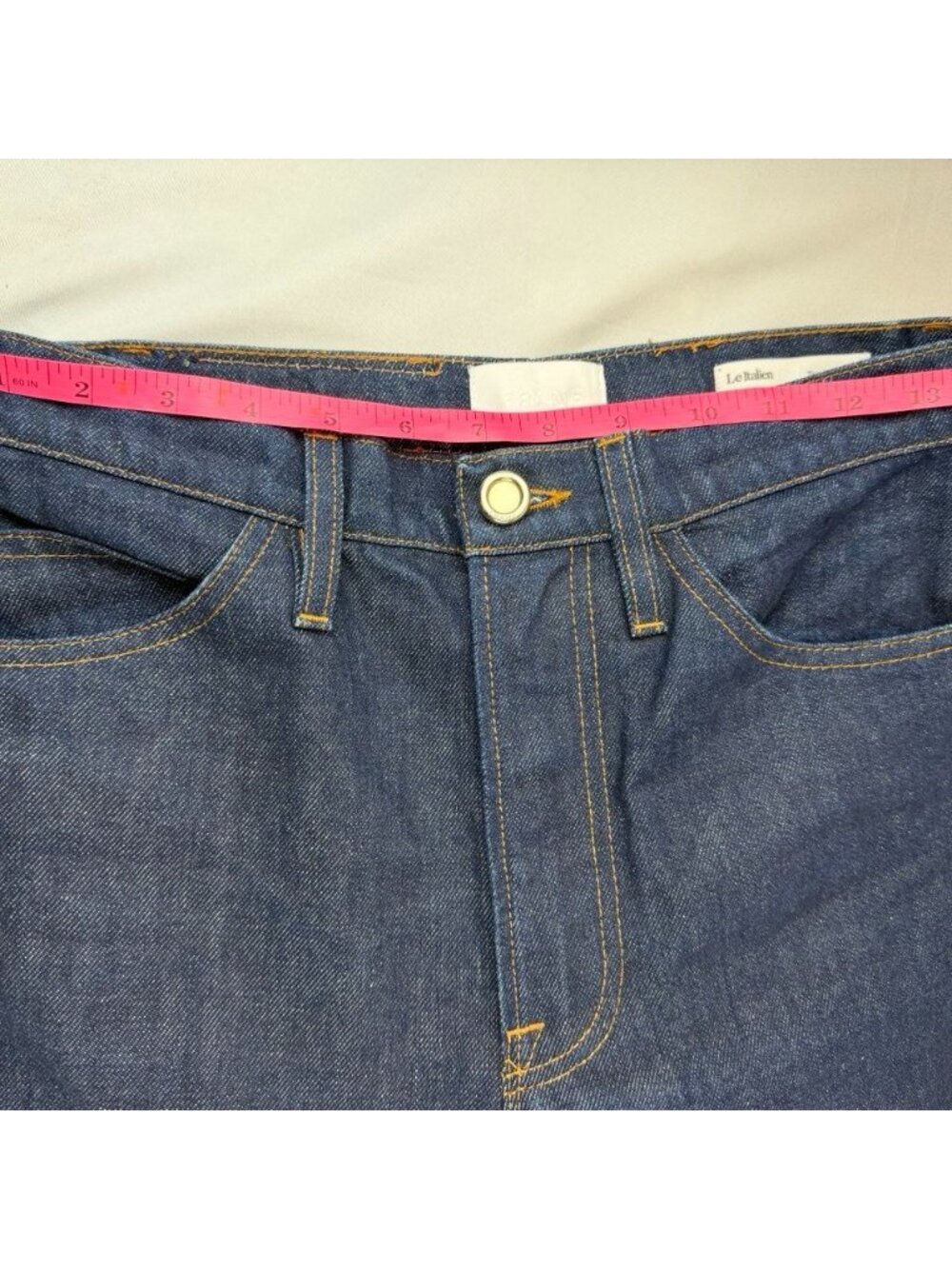 Frame Le Italien Womens Blue Dark Wash High Rise True Straight Jeans Sz 27 - Picture 10 of 12